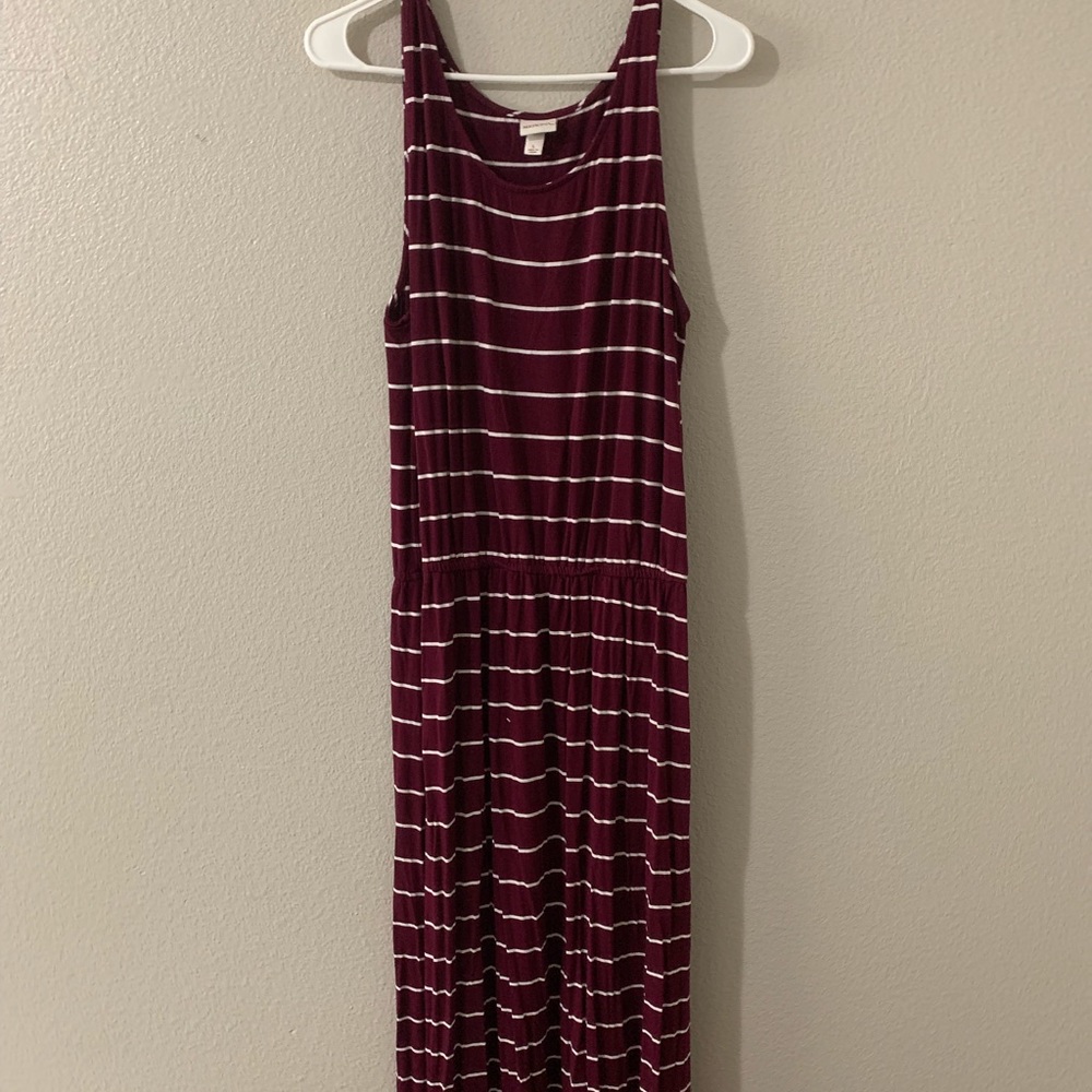 Red and white striped dress